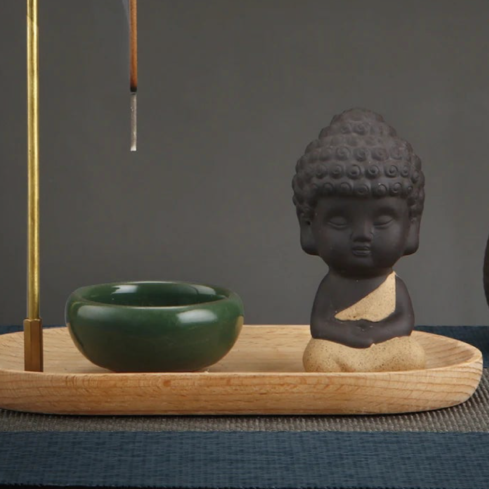 Wooden Incense Holder "Little Monk"