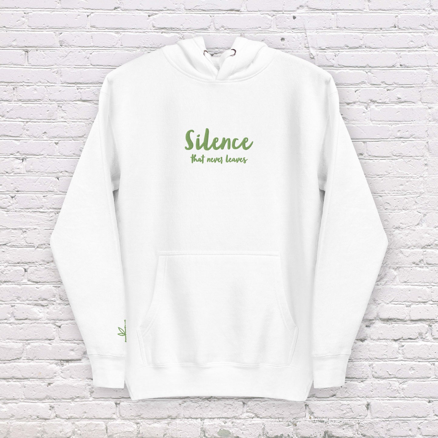 Silence That Never Leaves | Embroidered Unisex Hoodie